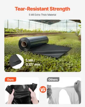 Vevor 197988652922 6mil Plastic Sheeting Roll 24 X 100 Ft Heavy Duty Polyethylene Black