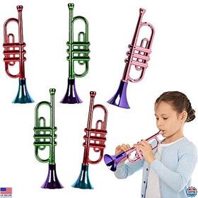 Visit The Artcreativity Store B0881zf41k 13 Inch Metallic Trumpet Set - 5 Plastic Noise Makers For Kids Parties