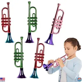 B0881zf41k Visit The Artcreativity Store 13 Inch Metallic Trumpet Set - 5 Plastic Noise Makers For Kids Parties