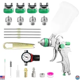 H2008 Visit The Bentohkle Store Hvlp Spray Gun Kit - 1.4mm 1.7mm 2.0mm 2.5mm Nozzles For Car Wall Furniture