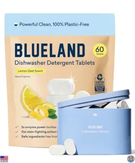 Visit The Blueland Store Kit-az-ad1-lz Eco-friendly Dishwasher Tablets 60 Count Lemon Zest Plastic-free