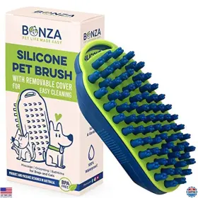 Bp-300a Visit The Bonza Store Navy Blue Silicone Dog Shower Brush For Short-haired Pets - Massage &