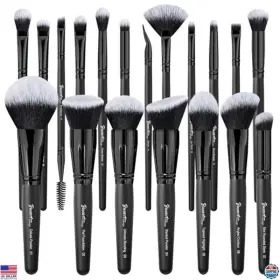 B0blhf1hp3 Visit The Bueart Design Store 19-piece Ultra Soft Black Dense Hair Makeup Brush Set For Face And Eyes