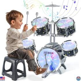 Visit The Captain Chaowing Store 586-336 Kids Drum Set For Toddlers 1-3 Upgraded Jazz Percussion Kit With Lights 5-7