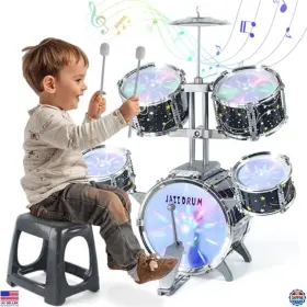 586-336 Visit The Captain Chaowing Store Kids Drum Set For Toddlers 1-3 Upgraded Jazz Percussion Kit With Lights 5-7