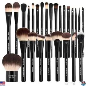 B0djfyz48z Visit The Daily Queen Store 25 Pcs Makeup Brush Set Holder Black Professional Kabuki Powder Concealers Eye