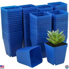 Visit The Funsuei Store B0bfxdlnyj 100 Pack 2.7 Inch Blue Plastic Nursery Pots With Drainage Holes For Plant Starting