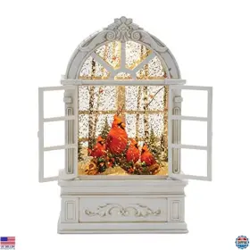 90356 Visit The Melrose Store 9 Inch Led Snow Globe With Cardinals Christmas Decor 6-hour Timer Usb