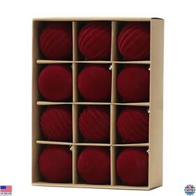 Visit The Senjie Store Sjco009 12pcs Burgundy Velvet Flocked Christmas Ornaments 3.15 Inch Plastic Balls Red Decor