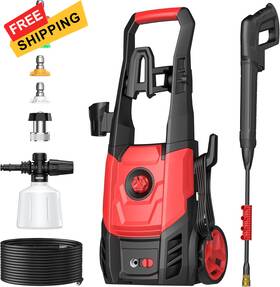 Vusign Az6041vc-2 Electric Pressure Washer 2.5 Gpm Power With Foam Cannon Red
