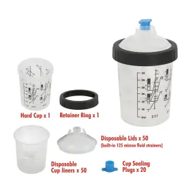 Wt03d0042r Winmax 50 Pack 13 Oz Disposable Paint Spray Gun Cup Kit With Liners &sealing Plugs13