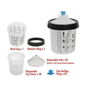 Wt03d0043r Winmax 50 Pack 20 Oz Disposable Paint Spray Gun Cup Kit With Liners &sealing Plugs