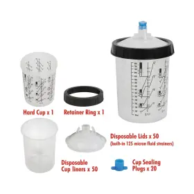 Wt03d0044r Winmax 50 Pack 27 Oz Disposable Paint Spray Gun Cup Kit With Liners &sealing Plugs
