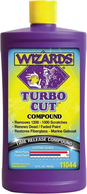 11044 Wizards - Turbo Cut Buffing Compound For Car Scratch Repair Rubbing 32 Oz
