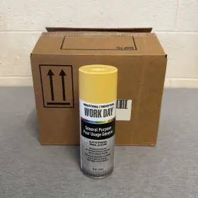 A04406007 Work Day General Purpose Alkyd Enamel Aerosol Paint - Yellow 12ct