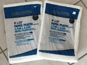 338-776 Workforce 9ft X 12ft Paper / Poly Plastic Drop Cloth 2 Packs 4 Total
