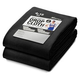 Xentraa B0dz89nkl8 Black Canvas Drop Cloth 4x15 Ft 2-pack Durable Reusable Painting Tar
