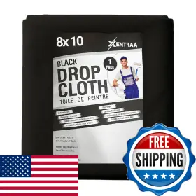 B0dz8jcwfb Xentraa Black Canvas Drop Cloth 8x10 Ft Premium Painter S Tarp For Painting