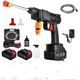 Hsu4669 Xinnhunyi 2 Battery 48v Cordless Water Spray Gun Portable High Pressure Car Black
