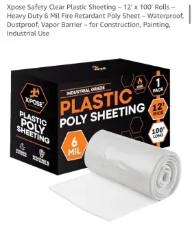 Xpose 810054458944 Safety Clear Plastic Sheeting 12ft X 100ft Roll-heavy Duty 6 Mil Poly