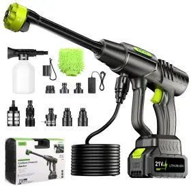 8099 Ykyi Cordless Pressure Washer Battery Powered 30 Speed Level 1200 Psi Gray