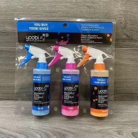 Yoobi 815766028669 Spray Sidewalk Paint Washable 3 Pack Blue Pink Orange Creativity Art