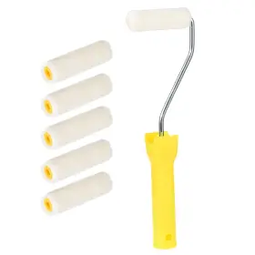 Zaplyte 041814299440 6 X Wool Paint Roller Brush 3 Inch For Wall Painting Treatment With Plastic Handle