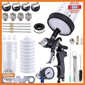 Zeinlenx B0dsk7bz1h Hvlp Spray Gun With 10pcs 600ml Disposable Paint Cups 4 Nozzles 1.4/1