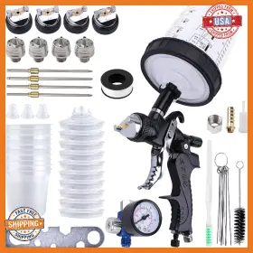 B0dsk7bz1h Zeinlenx Hvlp Spray Gun With 10pcs 600ml Disposable Paint Cups 4 Nozzles 1.4/1