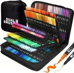 Dual Brush Pens 168 Colors Art Markers Set Fine And Tip Kids Gift New. Price: $25.79.