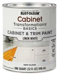 Rust-oleum Cabinet & Trim Paint, Linen White, Semi-gloss, Quart 372008 New. Price: $37.34.