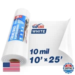 White Crawl Space Vapor Barrier, Mil 10' X 25', Heavy Duty Pol New. Price: $79.29.