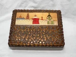 Vintage Russian Rectangular Wooden Box Kremlin Wall Scene 6-5/8" Wide Carved Used. Price: $24.99.