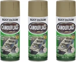 Rust-oleum 1917830-3PK Camouflage Spray Paint, 12 Oz, Khaki, Pack New. Price: $43.48.