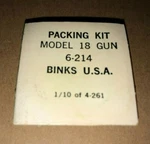 Genuine Binks Packing Kit Model 18 Spray Gun Repair 6-214 New. Price: $10.99.