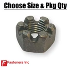 Hex Slotted Plain Black Steel Castle Type Nuts - Select Size New. Price: $146.42.