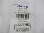 Binks 72-1306 , 3/8" Swivel X 1/4" Hose Connector Fitting New. Price: $11.00.