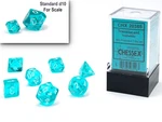 Chessex Translucent Mini-hedral Teal/white 7-DIE Set New. Price: $11.44.