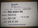 Box Of Paint Booth Filters, RD-2424-50 / RD-15F, 24X24" New. Price: $69.00.