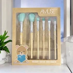 Amuse Makeup Set Teddy Bear Brushes Natural Wood Handles 6 Pieces New. Price: $24.99.