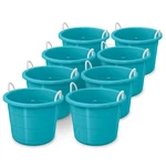 Life Story 17 Gallon Round Open Storage Bucket With Rope Handles, Teal, 8 Pack New. Price: $99.99.