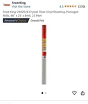 Frost King V4825/8 Crystal Clear Vinyl Sheeting-packaged Rolls, 48" X 25' 8... New. Price: $20.00.