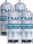 Polar Metal Paint Direct To Rust Spray, Satin, Black, 13.5 Fl Oz, 4 Pack New. Price: $34.99.