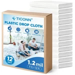 Ticonn 12X9 Ft Plastic Drop Cloth Painting Waterproof Sheeting Tarp Furniture Fl New. Price: $56.19.