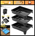 9 Inch Paint Set - 3 Pack Black Plastic Roller Trays, Deep Capacity, Textur New. Price: $31.99.