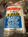Husky Plastic Drop Cloth, 0.7MIL, 3-PACK Painters Protect Walls/floors/ceilings New. Price: $7.99.