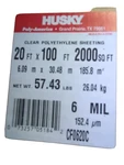 Husky 20' X 100' 6 Mil Plastic Sheeting - Moisture Barrier Made Usa New. Price: $110.00.