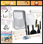 9" Paint Kit - 17 Pcs With Tray, Rollers, Brushes, Scrapers & Can Opener New. Price: $32.39.