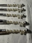 Set Of 5 White Silver Makeup Brushes Synthetic Fiber Pearl Handles New. Price: $20.00.