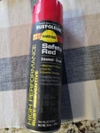 Rust-oleum V2164838 Preventative Spray Paint, Bright Red, Gloss, Solvent, New. Price: $10.00.